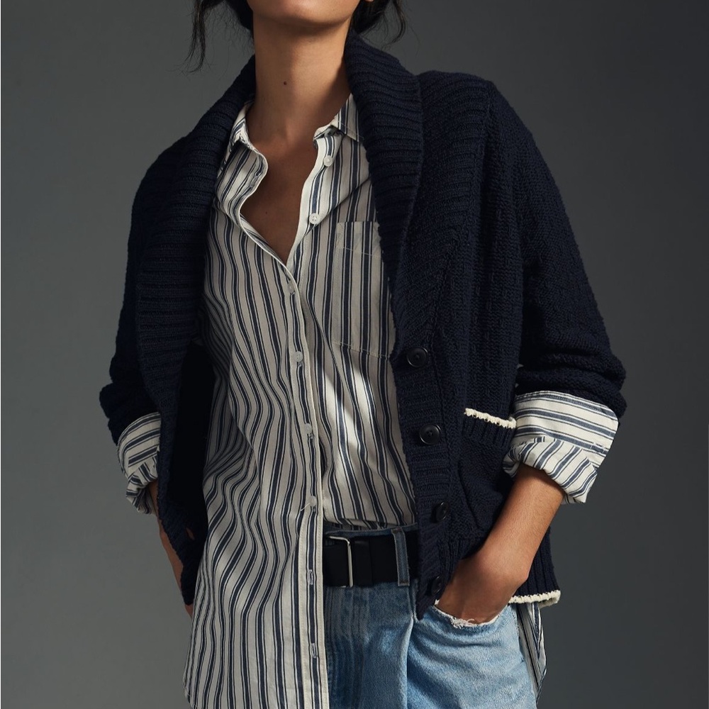 Anthropologie Navy Cardigan